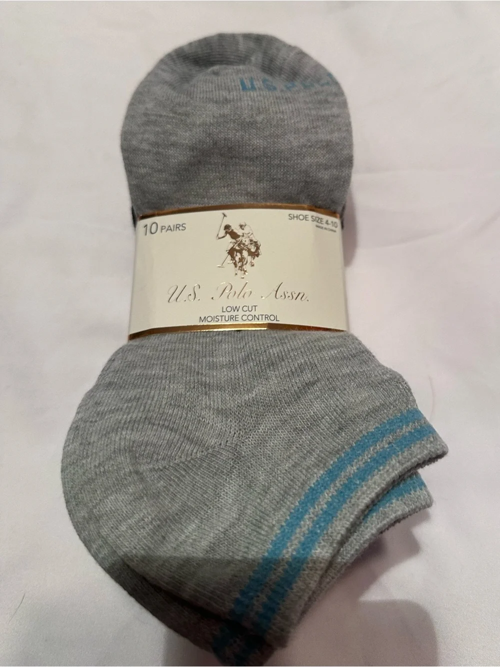 U.S. Polo Assn. Women’s Low Cut Socks 10 Pairs Moisture Control Gray Black 4-10